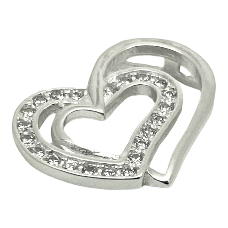 Dije 2 corazones 1 con piedras Plata Italiana 925 - Metalli - Default Title - Perfumisimo